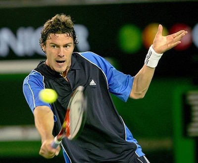 Marat Safin of Russia hits a backhand v Novak Djokovic of SCG duri- Old Photo