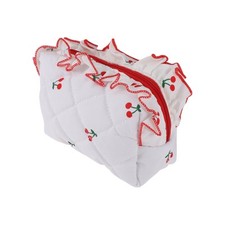 1 Pc Lady Portable Make Up Organizer Case for Travel White Red
