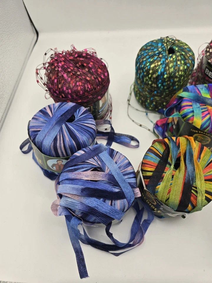Lot of 10 Bernat “Incredible” & Ribbon-Style Specialty Yarns – Multi-Color Skein - Image 2 of 4