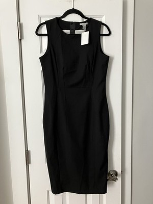 H&M Women's Sleeveless Dress Black Sheath Size 10 Below Knee Round Neck NWT