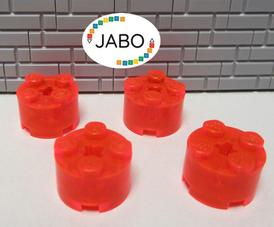 (E4/2/13) LEGO 4x 3941 Rundstein 2x2 transparent neon orange