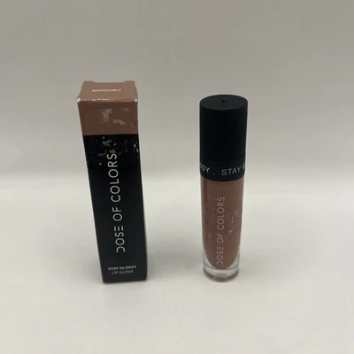 NIB DOSE OF COLORS (SERIOUSLY) BROWN PINK STAY GLOSSY LIP GLOSS - Image 1 of 2