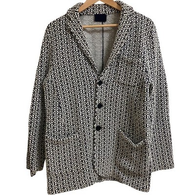 Altea Jacquard Knit Jacket, Size M, White and Navy mens USED