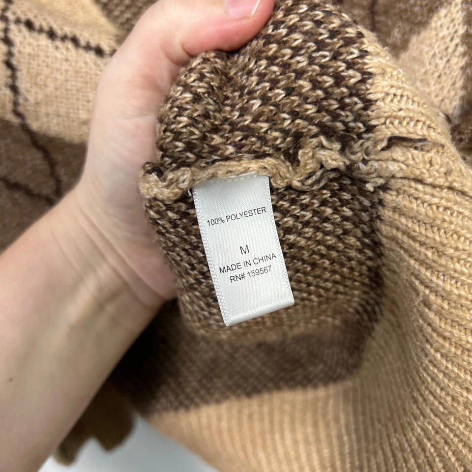 Cárdigan vintage Argyle marrón tostado abuelo suéter tejido Academia Heritage M Foto 3 de 4