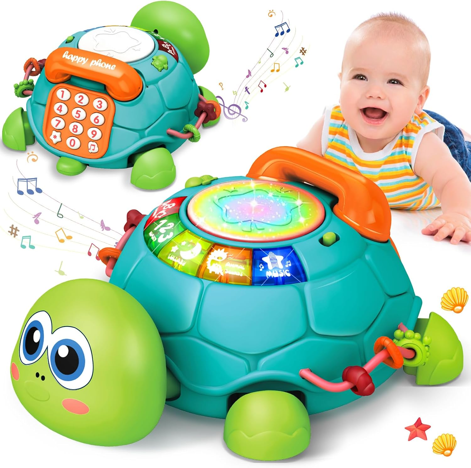 Baby Toys 6 to 12 Month Crawling Turtle Sensory Toys for 1 Year Old Babies Toddl