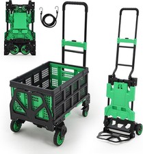 2-in-1 Folding Hand Truck Dolly Cart, 330 Lbs Capacity Foldable Cart with Basket