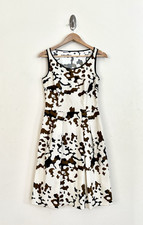 Vintage PRADA 2007 Camouflage Print Pleated Ivory Sleeveless Fit Flare Dress 44