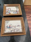 Antique handmade framed embroidery, carriage and horses, English country scene. — photo 1