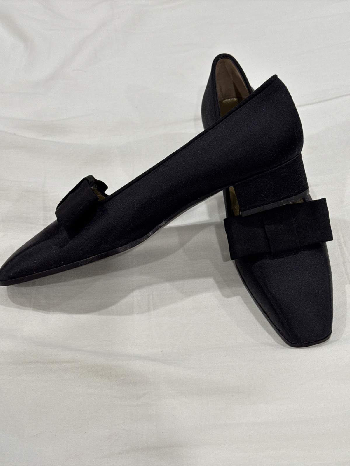 Décolleté donna Yves Saint Laurent formali nere raso di seta nuove senza scatola mai indossate taglia 7 5 N