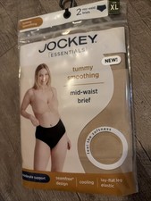Jockey Women's XL Tummy Smoothing Mid-Waist Briefs 2 PACK Beige 10725