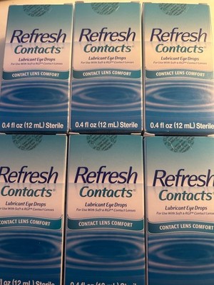 LOT OF 6 Refresh Contacts Lubricant Eye Drops (0.4oz - 12ml) EXP11/ 2027