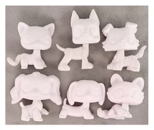 Custom lps White Bases 6pcs DIY lps Shorthair Cat White Molds Design by Yourself