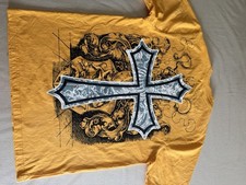 Gothic Style Cross And Wings Graphic L Tshirt