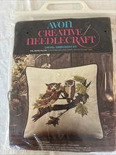 OWL MATES PILLOW 14x14 Avon Creative Needlecraft Crewel Embroidery Kit Complete