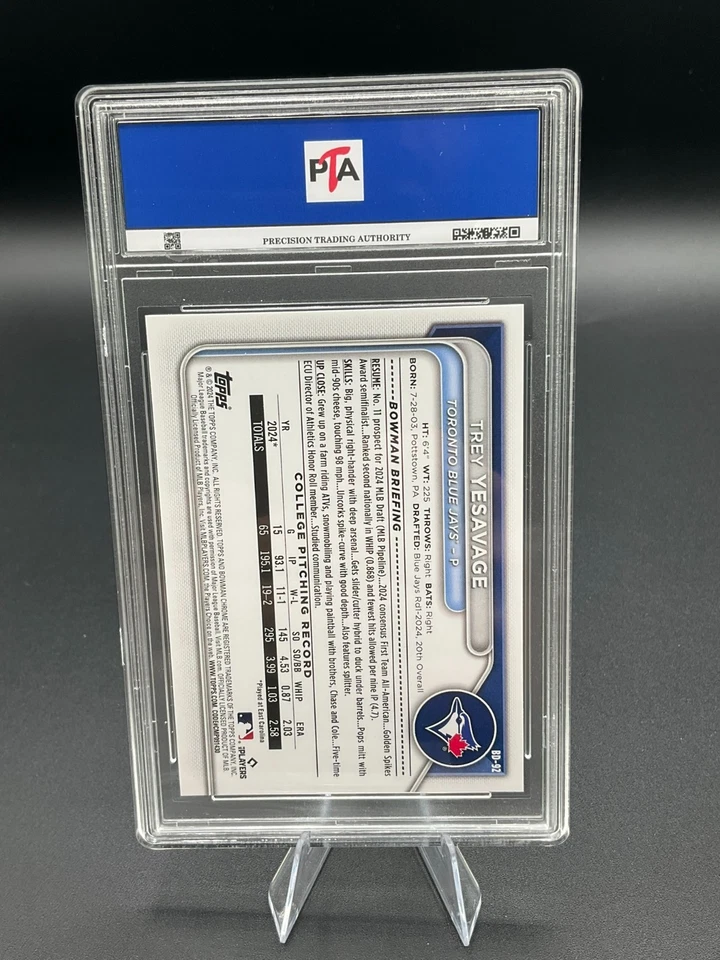 2024 Bowman Draft BD-92 Trey Yesavage 1st Bowman Blue Jays GEMA COMO NUEVA PTA 10 🔥 Foto 2 de 2