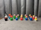 VTG Fisher Price Little People Mom Dad Kid Dog Baby Plastic Head Body Lot Toy