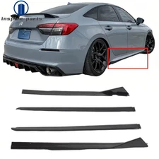 For Honda Civic 2022- 2025 V Style Glossy Black Side Skirts Extension Splitters