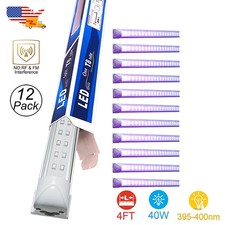 UV Black Light Fixture 4FT 40W T8 Integrated Led Tube Glow Party Stage Lighting