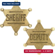 1 PCS Sheriff Badge and 1 PCS Deputy Badge, Metal Sheriff Badges Pin Gifts for C