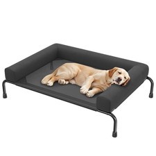 Elevated Dog Bed for Large Dogs, Cooling Raised Dog Cot with Bolsters, Breath