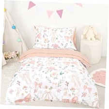 4 Piece Toddler Bedding Set, Ultra Soft and Breathable Toddler Pink Floral