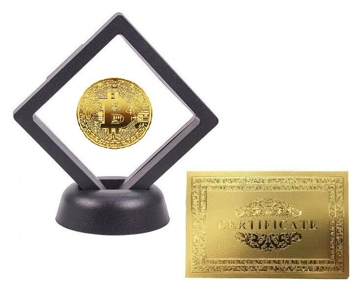 Bitcoin Gold Coin & Frame Digital Currency Crypto Digital Cash Money Certificate