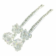 Bobby Pin Hair Clip using Swarovski Crystal Hairpin Bridal Wedding Silver C01