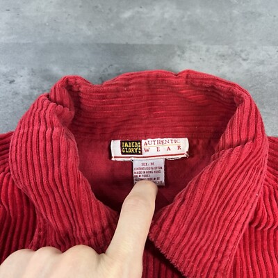 Vintage 90s Wide Wale Corduroy Jacket Coat Adult M Red Oversized