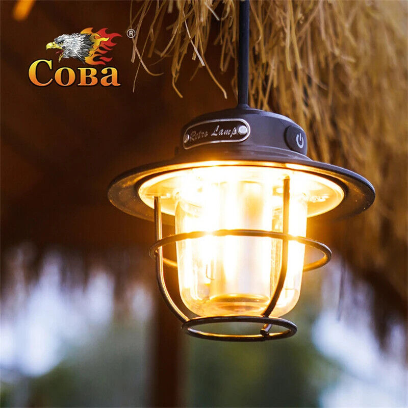 COBA LED Camping Lamp Retro Hanging Tent Lamp Portable Stepless Dimming Camping