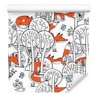 10M Vlies Tapete Kinderzimmer Wald FüChse VöGel BäUme Pilze Gemalt Xxl 4196