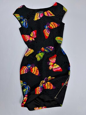 Boutique Moschino Mini Jacquard Dress Black Butterfly Print Size 6 US / 8 UK