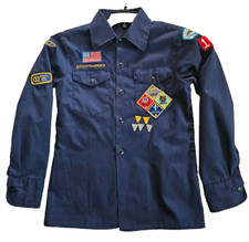 Cub Scouts Uniform Shirt Youth Size 14 Blue Sewn on Patches 34" chest