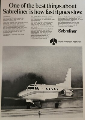#ad Sabreliner North American Rockwell Picture Ad Aircraft Vintage Wall Art $5.99