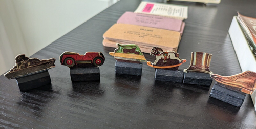 VINTAGE MONOPOLY WW2 1940s WAR TIME PACK - CARD PIECES, WOODEN BUILDINGS 453689 - Picture 10 of 12