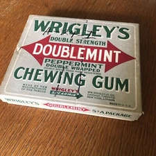 RARE 1924 VINTAGE WRIGLEY’S DOUBLEMINT CHEWING GUM PEPPERMINT BOX