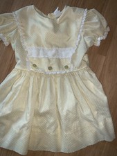 VINTAGE 1970s PEACHES CREAM STYLE Yellow DOTTED Toddler DRESS Sz4 Boutique