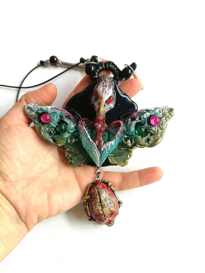 Colar pingente de joia Art Deco novo borboleta lua lunar mariposa asas de águia - Imagem 2 de 4