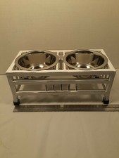 Feeding Station For Small Dog Or Cat Distressed Metal