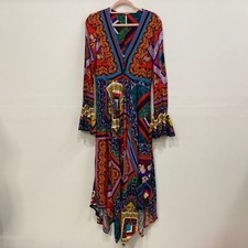 Free People Boho Patchwork Hippie Dress Bell Sleeves XS