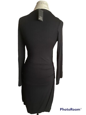 black long sleeve crossover dress Cut Out Crossover Back Plus Size Dress In BLACK