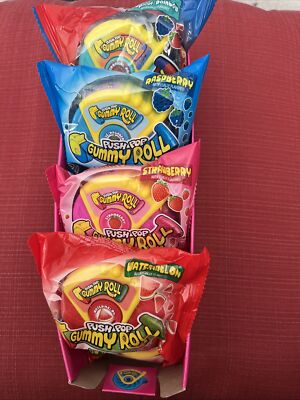 Box Of 8 Packs Push Pop Assorted Flavored Gummy Roll Novelty Candy | 1.4oz