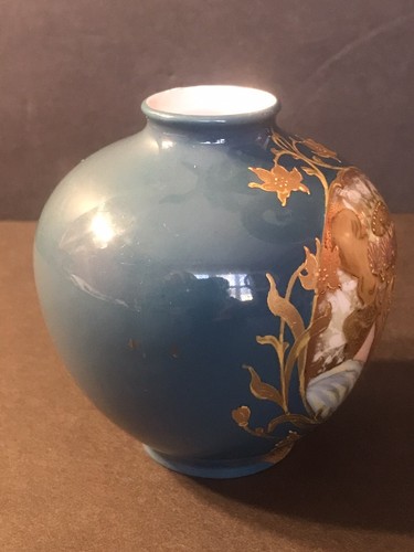Antique German Porcelain Vase/Heubach/Art Nouveau/ C.1925/Hand Painted/ Mucha - Picture 11 of 12