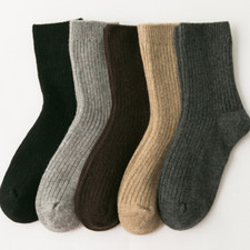 95 Mens Wool Dress Thick Thermal Gentleman Solid Boot Crew Socks Warm Soft 5Pack