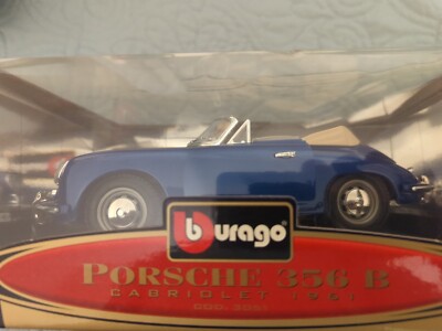 1961 Porsche 356B Cabriolet Blue Model Car Bburago 1/18 Scale