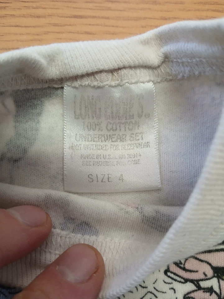 ВИНТАЖНЫЙ НАБОР ДЛИННЫХ ВИХРЕЙ 1994 POWERRANGERS СДЕЛАНО В США! Размер 4 100% хлопок - Изображение 3 из 4