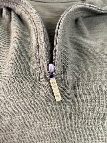 ORVIS Mens MED 42”c Olive Green 1/4 Zip Pullover 100% Cotton Outdoor Fishing EUC - Picture 3 of 8