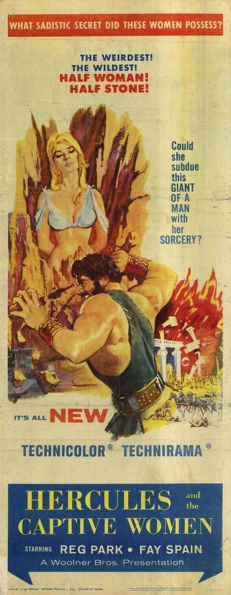 HERCULES AND THE CAPTIVE WOMEN Movie POSTER 14x36 Insert Reg Park