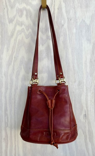 VNTG Joop Chestnut Brown Leather Two Strap Bucket Shoulder Bag Divider & Pockets - Picture 3 of 14
