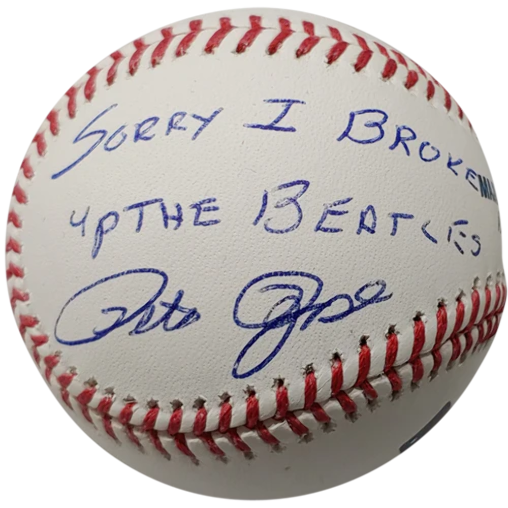 Pete Rose Autographed Signed - Rare MLB Baseball w/ I'm Sorry I Broke up the Beatles JSA COA 