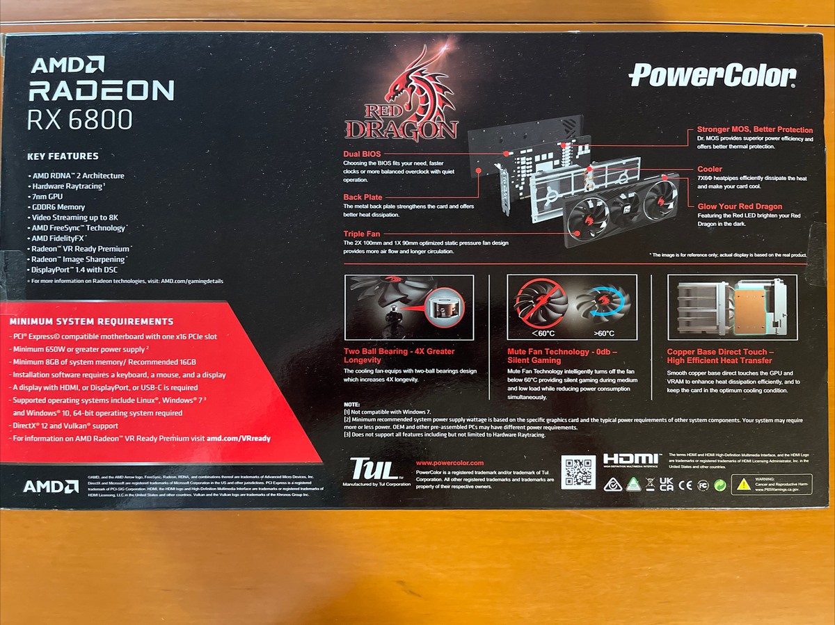 PowerColor Red Dragon AMD Radeon RX 6800 3DHR OC 16GB GDDR6